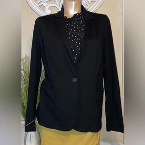 Olivia moon womens blazer Large 12 14 jacket black solid business stretch career